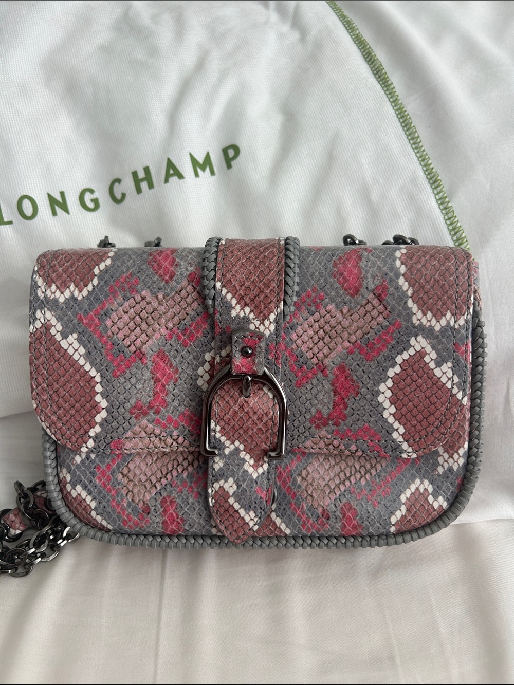 LONGCHAMP SNAKE PRINT CROSSBODY SHOULDER HANDBAG PURSE NWOT